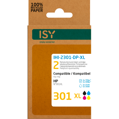 ISY Multipack 2 HP 301xl Bk+cl ISY Multipack 2 HP 301xl Bk+cl
