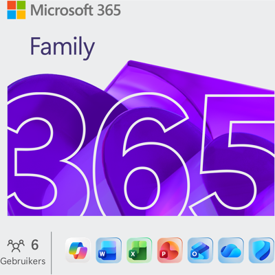 Microsoft 365 Family - Jaarabonnement Download Tot 6 Gebruikers Microsoft 365 Family - Jaarabonnement Download Tot 6 Gebruikers