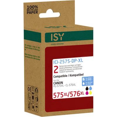 ISY Multipack 2 Canon 575xl+576xl Zwart/color ISY Multipack 2 Canon 575xl+576xl Zwart/color