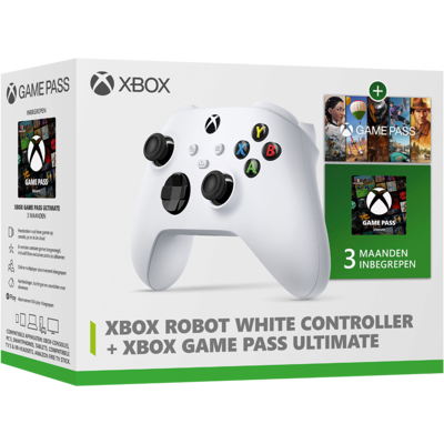 Microsoft Xbox Wireless Controller + Game Pass Ultimate Online 3 Maanden Xbox Series Wit Microsoft Xbox Wireless Controller + Game Pass Ultimate Online 3 Maanden Xbox Series Wit