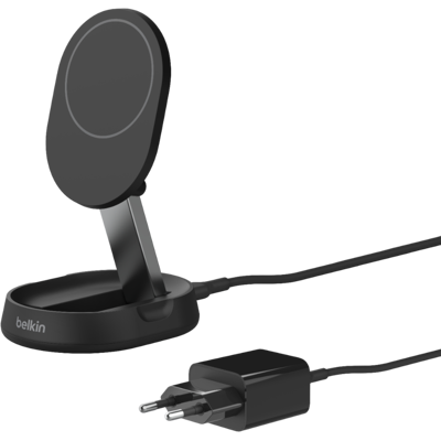 Belkin Boost Charge Qi2 15w Magnetische Oplaadstand – Zwart (met Adapter) Belkin Boost Charge Qi2 15w Magnetische Oplaadstand – Zwart (met Adapter)