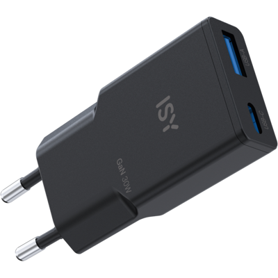 ISY 30w Ultra Thin Gan Charger Usb-a Usb-c Oplader ISY 30w Ultra Thin Gan Charger Usb-a Usb-c Oplader