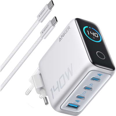 Anker Zolo 3c1a Met Display 140w Zilver Thuislader Anker Zolo 3c1a Met Display 140w Zilver Thuislader