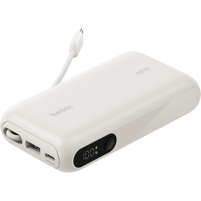 Belkin Boostcharge Powerbank 10.000 Mah 45w Pd Met Geïntegreerde Usb-c- En Usb-a-kabel Display - Zand Beige Belkin Boostcharge Powerbank 10.000 Mah 45w Pd Met Geïntegreerde Usb-c- En Usb-a-kabel Display - Zand Beige