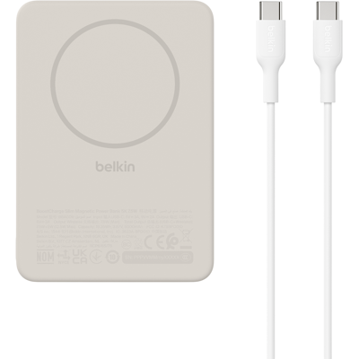 Belkin Boostcharge Slim Magnetische 5.000 Mah – 7.5w Met Magsafe Accessoire Powerbank Beige Belkin Boostcharge Slim Magnetische 5.000 Mah – 7.5w Met Magsafe Accessoire Powerbank Beige