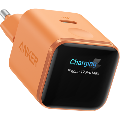 Anker Nano Oplader 45w Met Smart Display Oranje Wandlader Anker Nano Oplader 45w Met Smart Display Oranje Wandlader