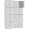 Metalen locker met 16 vakken - H.180 x B.120 cm Antracietgrijs (RAL7016) Zuiver wit (RAL9010)