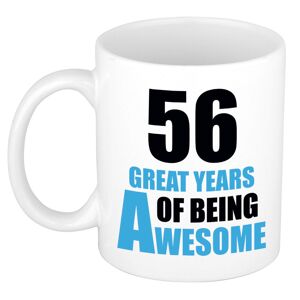 Bellatio Decorations 56 great years of being awesome cadeau mok / beker wit en blauw