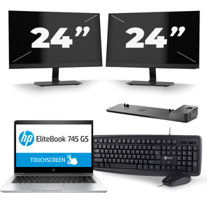 HP EliteBook 745 G5 - AMD Ryzen 7 2700U - 14 inch - 16GB RAM - 256GB SSD - Windows 10 + 2x 24 inch Monitor HP EliteBook 745 G5 - AMD Ryzen 7 2700U - 14 inch - 16GB RAM - 256GB SSD - Windows 10 + 2x 24 inch Monitor