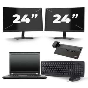 Lenovo ThinkPad T430 - Intel Core i5-3e Generatie - 14 inch - 8GB RAM - 240GB SSD - Windows 10 + 2x 24 inch Monitor