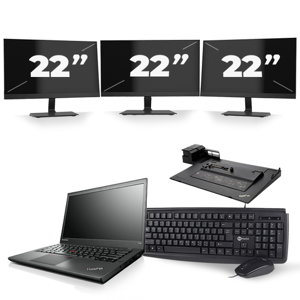 Lenovo ThinkPad T440s - Intel Core i7-4e Generatie - 14 inch - 8GB RAM - 240GB SSD - Windows 11 + 3x 22 inch Monitor