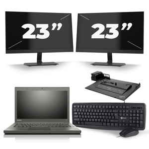 Lenovo ThinkPad T450 - Intel Core i5-5e Generatie - 14 inch - 8GB RAM - 240GB SSD - Windows 11 + 2x 23 inch Monitor