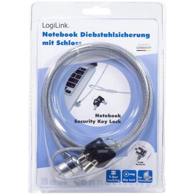 TopMedia LogiLink PC/Notebook kabelslot met 2 sleutels, lengte 1,5m, zilver TopMedia LogiLink PC/Notebook kabelslot met 2 sleutels, lengte 1,5m, zilver