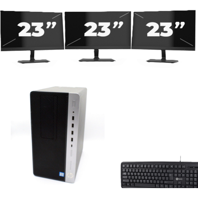 HP ProDesk 600 G4 Micro Tower - Intel Core i7-8e Generatie - 8GB RAM - 256GB SSD - Windows 11 + 3x 23 inch Monitor HP ProDesk 600 G4 Micro Tower - Intel Core i7-8e Generatie - 8GB RAM - 256GB SSD - Windows 11 + 3x 23 inch Monitor