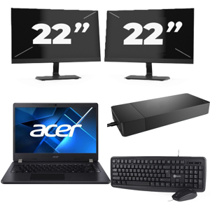Acer TravelMate P214-53 - Intel Core i5-11e Generatie - 14 inch - 8GB RAM - 256GB SSD - Windows 11 Home + 2x 22 inch Monitor Acer TravelMate P214-53 - Intel Core i5-11e Generatie - 14 inch - 8GB RAM - 256GB SSD - Windows 11 Home + 2x 22 inch Monitor
