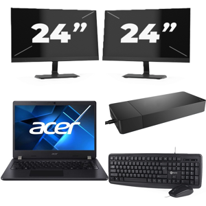Acer TravelMate P214-53 - Intel Core i5-11e Generatie - 14 inch - 8GB RAM - 256GB SSD - Windows 11 Home + 2x 24 inch Monitor Acer TravelMate P214-53 - Intel Core i5-11e Generatie - 14 inch - 8GB RAM - 256GB SSD - Windows 11 Home + 2x 24 inch Monitor
