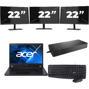 Acer TravelMate P214-53 - Intel Core i3-11e Generatie - 14 inch - 8GB RAM - 256GB SSD - Windows 11 Home + 3x 22 inch Monitor Acer TravelMate P214-53 - Intel Core i3-11e Generatie - 14 inch - 8GB RAM - 256GB SSD - Windows 11 Home + 3x 22 inch Monitor
