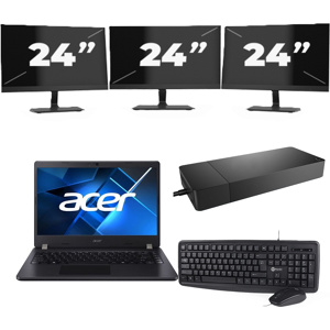Acer TravelMate P214-53 - Intel Core i3-11e Generatie - 14 inch - 8GB RAM - 256GB SSD - Windows 11 Home + 3x 24 inch Monitor Acer TravelMate P214-53 - Intel Core i3-11e Generatie - 14 inch - 8GB RAM - 256GB SSD - Windows 11 Home + 3x 24 inch Monitor