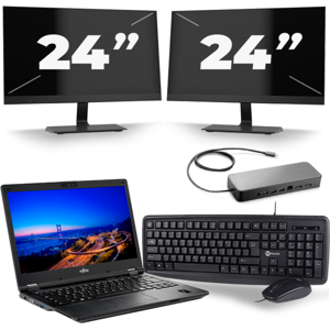 Fujitsu Lifebook E549 - Intel Core i3-8e Generatie - 14 inch - 8GB RAM - 256GB SSD - Windows 11 Home + 2x 24 inch Monitor Fujitsu Lifebook E549 - Intel Core i3-8e Generatie - 14 inch - 8GB RAM - 256GB SSD - Windows 11 Home + 2x 24 inch Monitor