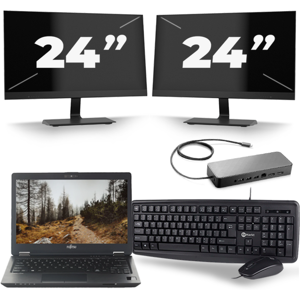 Fujitsu LifeBook U727 - Intel Core i7-7e Generatie - 12 inch - 8GB RAM - 256GB SSD - Windows 11 + 2x 24 inch Monitor Fujitsu LifeBook U727 - Intel Core i7-7e Generatie - 12 inch - 8GB RAM - 256GB SSD - Windows 11 + 2x 24 inch Monitor