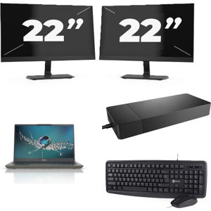 Fujitsu Lifebook U7411 - Intel Core i5-11e Generatie - 14 inch - 8GB RAM - 256GB SSD - Windows 11 Home + 2x 22 inch Monitor Fujitsu Lifebook U7411 - Intel Core i5-11e Generatie - 14 inch - 8GB RAM - 256GB SSD - Windows 11 Home + 2x 22 inch Monitor