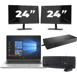 HP EliteBook 735 G6 - AMD Ryzen 7 PRO 3700U - 13 inch - 8GB RAM - 256GB SSD - Windows 10 Home + 2x 24 inch Monitor HP EliteBook 735 G6 - AMD Ryzen 7 PRO 3700U - 13 inch - 8GB RAM - 256GB SSD - Windows 10 Home + 2x 24 inch Monitor