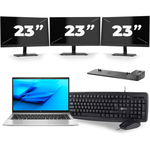 HP EliteBook 840 G7 - Intel Core i7-10e Generatie - 14 inch - 8GB RAM - 256GB SSD - Windows 11 + 3x 23 inch Monitor HP EliteBook 840 G7 - Intel Core i7-10e Generatie - 14 inch - 8GB RAM - 256GB SSD - Windows 11 + 3x 23 inch Monitor