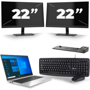 HP EliteBook 845 G7 - AMD Ryzen 3 Pro 4450U - 14 inch - 8GB RAM - 256GB SSD - Windows 10 Home + 2x 22 inch Monitor HP EliteBook 845 G7 - AMD Ryzen 3 Pro 4450U - 14 inch - 8GB RAM - 256GB SSD - Windows 10 Home + 2x 22 inch Monitor