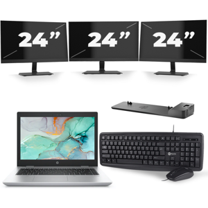 HP ProBook 645 G4 - AMD Ryzen 5 2500U - 14 inch - 8GB RAM - 256GB SSD - Windows 10 + 3x 24 inch Monitor HP ProBook 645 G4 - AMD Ryzen 5 2500U - 14 inch - 8GB RAM - 256GB SSD - Windows 10 + 3x 24 inch Monitor