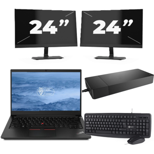 Lenovo ThinkPad E14 - Intel Core i3-10e Generatie - 14 inch - 8GB RAM - 256GB SSD - Windows 11 + 2x 24 inch Monitor Lenovo ThinkPad E14 - Intel Core i3-10e Generatie - 14 inch - 8GB RAM - 256GB SSD - Windows 11 + 2x 24 inch Monitor