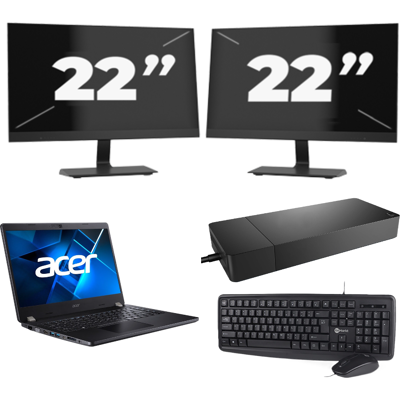 Acer TravelMate P214-53 - Intel Core i3-11e Generatie - 14 inch - 8GB RAM - 256GB SSD - Windows 11 Home + 2x 22 inch Monitor Acer TravelMate P214-53 - Intel Core i3-11e Generatie - 14 inch - 8GB RAM - 256GB SSD - Windows 11 Home + 2x 22 inch Monitor