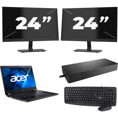 Acer TravelMate P214-53 - Intel Core i5-11e Generatie - 14 inch - 8GB RAM - 256GB SSD - Windows 11 Home + 2x 24 inch Monitor Acer TravelMate P214-53 - Intel Core i5-11e Generatie - 14 inch - 8GB RAM - 256GB SSD - Windows 11 Home + 2x 24 inch Monitor