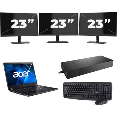 Acer TravelMate P214-53 - Intel Core i3-11e Generatie - 14 inch - 8GB RAM - 256GB SSD - Windows 11 Home + 3x 23 inch Monitor Acer TravelMate P214-53 - Intel Core i3-11e Generatie - 14 inch - 8GB RAM - 256GB SSD - Windows 11 Home + 3x 23 inch Monitor