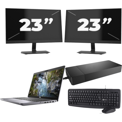 Dell Precision 3550 - Intel Core i7-10e Generatie - 15 inch - 8GB RAM - 256GB SSD - Windows 11 + 2x 23 inch Monitor Dell Precision 3550 - Intel Core i7-10e Generatie - 15 inch - 8GB RAM - 256GB SSD - Windows 11 + 2x 23 inch Monitor