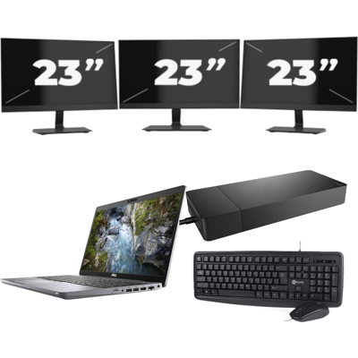Dell Precision 3550 - Intel Core i7-10e Generatie - 15 inch - 8GB RAM - 256GB SSD - Windows 11 + 3x 23 inch Monitor Dell Precision 3550 - Intel Core i7-10e Generatie - 15 inch - 8GB RAM - 256GB SSD - Windows 11 + 3x 23 inch Monitor