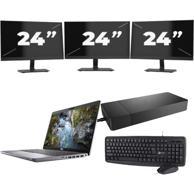 Dell Precision 3550 - Intel Core i7-10e Generatie - 15 inch - 8GB RAM - 256GB SSD - Windows 11 + 3x 24 inch Monitor Dell Precision 3550 - Intel Core i7-10e Generatie - 15 inch - 8GB RAM - 256GB SSD - Windows 11 + 3x 24 inch Monitor