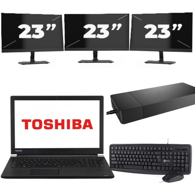 Dynabook Satellite Pro A50-EC - Intel Core i3-8e Generatie - 15 inch - 8GB RAM - 256GB SSD - Windows 11 Home + 3x 23 inch Monitor Dynabook Satellite Pro A50-EC - Intel Core i3-8e Generatie - 15 inch - 8GB RAM - 256GB SSD - Windows 11 Home + 3x 23 inch Monitor