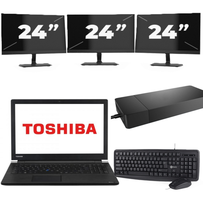 Dynabook Satellite Pro A50-EC - Intel Core i3-8e Generatie - 15 inch - 8GB RAM - 256GB SSD - Windows 11 Home + 3x 24 inch Monitor Dynabook Satellite Pro A50-EC - Intel Core i3-8e Generatie - 15 inch - 8GB RAM - 256GB SSD - Windows 11 Home + 3x 24 inch Monitor