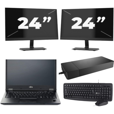Fujitsu LIFEBOOK E5410 - Intel Core i5-10e Generatie - 14 inch - 8GB RAM - 256GB SSD - Windows 11 Home + 2x 24 inch Monitor Fujitsu LIFEBOOK E5410 - Intel Core i5-10e Generatie - 14 inch - 8GB RAM - 256GB SSD - Windows 11 Home + 2x 24 inch Monitor