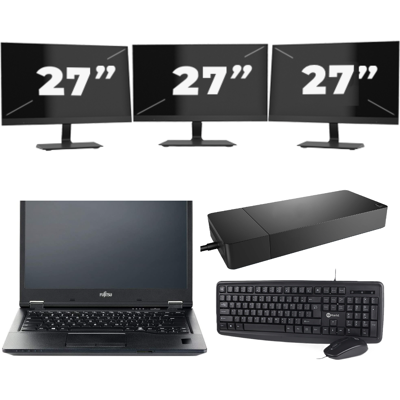 Fujitsu LIFEBOOK E5410 - Intel Core i3-10e Generatie - 14 inch - 8GB RAM - 256GB SSD - Windows 11 Home + 3x 27 inch Monitor Fujitsu LIFEBOOK E5410 - Intel Core i3-10e Generatie - 14 inch - 8GB RAM - 256GB SSD - Windows 11 Home + 3x 27 inch Monitor