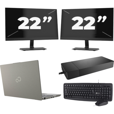 Fujitsu Lifebook U7411 - Intel Core i5-11e Generatie - 14 inch - 8GB RAM - 256GB SSD - Windows 11 Home + 2x 22 inch Monitor Fujitsu Lifebook U7411 - Intel Core i5-11e Generatie - 14 inch - 8GB RAM - 256GB SSD - Windows 11 Home + 2x 22 inch Monitor