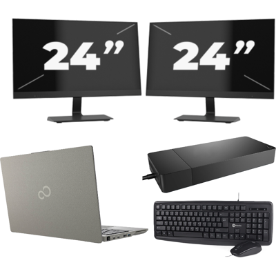Fujitsu Lifebook U7411 - Intel Core i5-11e Generatie - 14 inch - 8GB RAM - 256GB SSD - Windows 11 Home + 2x 24 inch Monitor Fujitsu Lifebook U7411 - Intel Core i5-11e Generatie - 14 inch - 8GB RAM - 256GB SSD - Windows 11 Home + 2x 24 inch Monitor