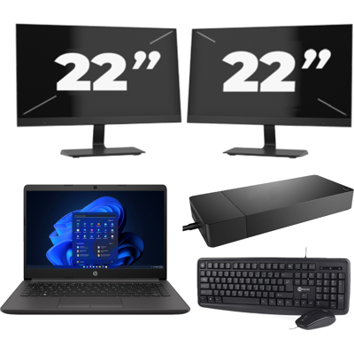 HP 240 G8 - Intel Core i3-10e Generatie - 14 inch - 8GB RAM - 256GB SSD - Windows 11 Home + 2x 22 inch Monitor HP 240 G8 - Intel Core i3-10e Generatie - 14 inch - 8GB RAM - 256GB SSD - Windows 11 Home + 2x 22 inch Monitor