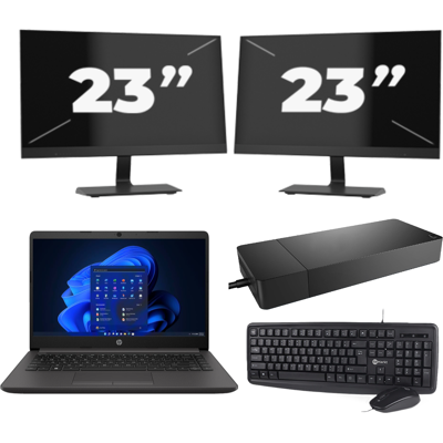 HP 240 G8 - Intel Core i3-10e Generatie - 14 inch - 8GB RAM - 256GB SSD - Windows 11 Home + 2x 23 inch Monitor HP 240 G8 - Intel Core i3-10e Generatie - 14 inch - 8GB RAM - 256GB SSD - Windows 11 Home + 2x 23 inch Monitor