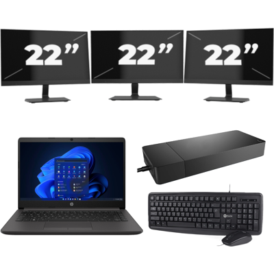 HP 240 G8 - Intel Core i3-10e Generatie - 14 inch - 8GB RAM - 256GB SSD - Windows 11 Home + 3x 22 inch Monitor HP 240 G8 - Intel Core i3-10e Generatie - 14 inch - 8GB RAM - 256GB SSD - Windows 11 Home + 3x 22 inch Monitor