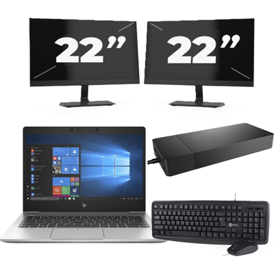 HP EliteBook 735 G6 - AMD Ryzen 5 PRO 3500U - 13 inch - 8GB RAM - 256GB SSD - Windows 10 + 2x 22 inch Monitor HP EliteBook 735 G6 - AMD Ryzen 5 PRO 3500U - 13 inch - 8GB RAM - 256GB SSD - Windows 10 + 2x 22 inch Monitor