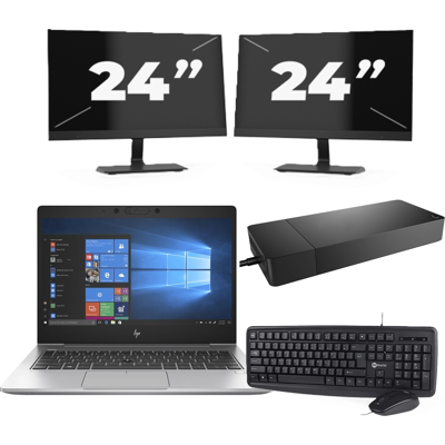 HP EliteBook 735 G6 - AMD Ryzen 5 PRO 3500U - 13 inch - 8GB RAM - 256GB SSD - Windows 10 + 2x 24 inch Monitor HP EliteBook 735 G6 - AMD Ryzen 5 PRO 3500U - 13 inch - 8GB RAM - 256GB SSD - Windows 10 + 2x 24 inch Monitor
