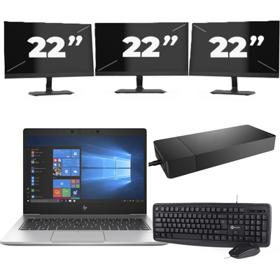 HP EliteBook 735 G6 - AMD Ryzen 5 PRO 3500U - 13 inch - 8GB RAM - 256GB SSD - Windows 10 + 3x 22 inch Monitor HP EliteBook 735 G6 - AMD Ryzen 5 PRO 3500U - 13 inch - 8GB RAM - 256GB SSD - Windows 10 + 3x 22 inch Monitor