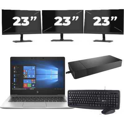 HP EliteBook 735 G6 - AMD Ryzen 5 PRO 3500U - 13 inch - 8GB RAM - 256GB SSD - Windows 10 + 3x 23 inch Monitor HP EliteBook 735 G6 - AMD Ryzen 5 PRO 3500U - 13 inch - 8GB RAM - 256GB SSD - Windows 10 + 3x 23 inch Monitor