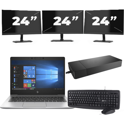 HP EliteBook 735 G6 - AMD Ryzen 7 PRO 3700U - 13 inch - 8GB RAM - 256GB SSD - Windows 10 Home + 3x 24 inch Monitor HP EliteBook 735 G6 - AMD Ryzen 7 PRO 3700U - 13 inch - 8GB RAM - 256GB SSD - Windows 10 Home + 3x 24 inch Monitor